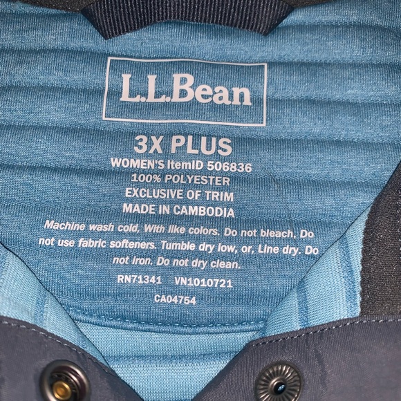 L.L. Bean Airlight Teal Blue Quarter-Snap Quilted Knit Pullover Sweater Top 3X - Picture 8 of 9